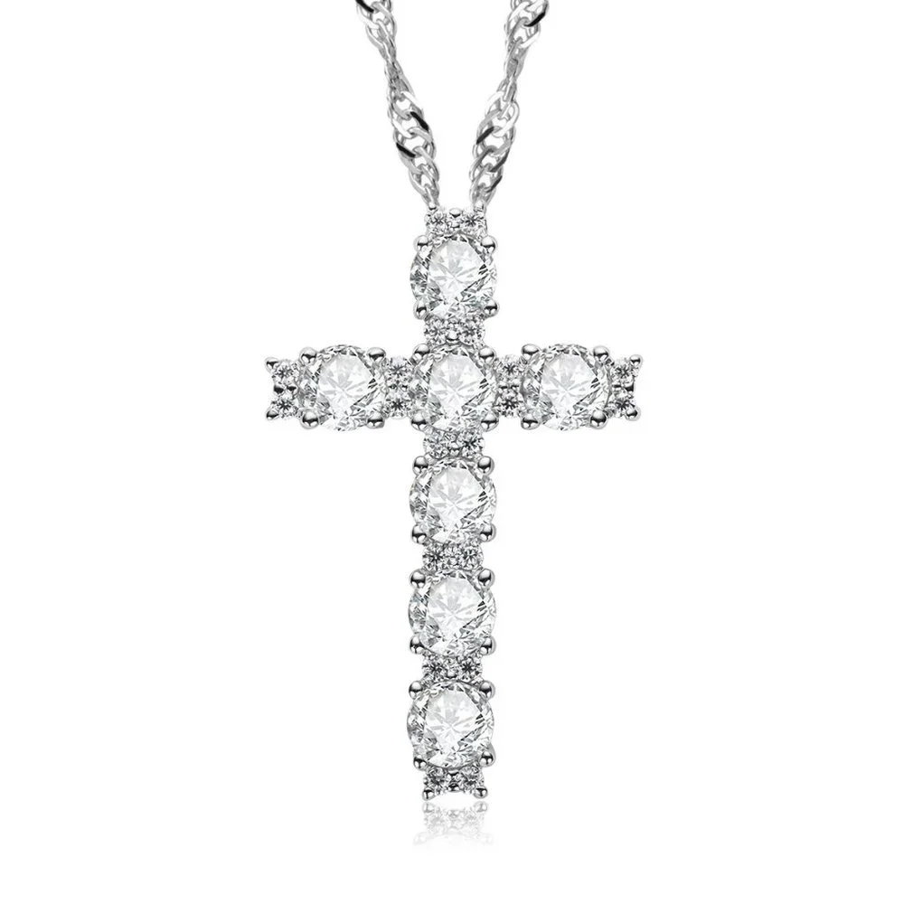 Certified 2.1 ct. t.w. Moissanite Diamond Holy Cross Necklace NEW - Picture 5 of 10
